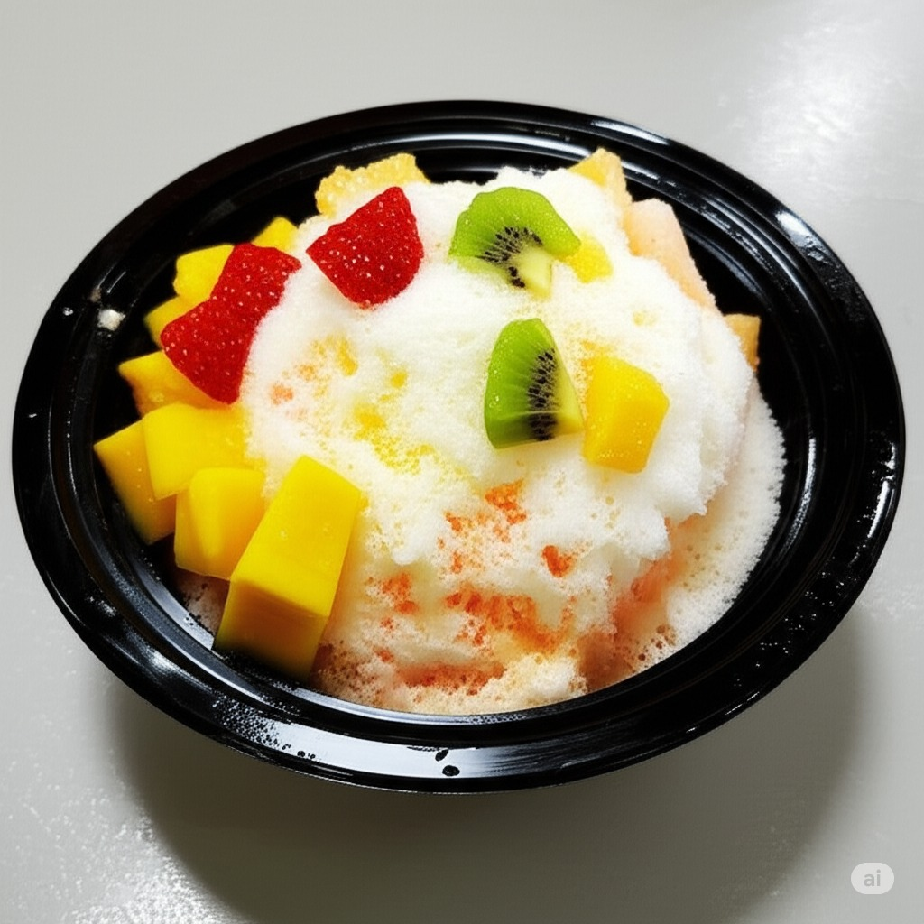 Shaved Ice Cream Chopped Fruits